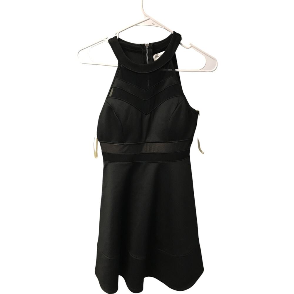 Emerald Sunday Illusion Fit and Flare Dress Womens Small Black Sleeveless